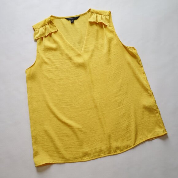 BANANA REPUBLIC Size 0 XS Black Yellow Skirt Blouse Set Career Pencil Office - Picture 7 of 11